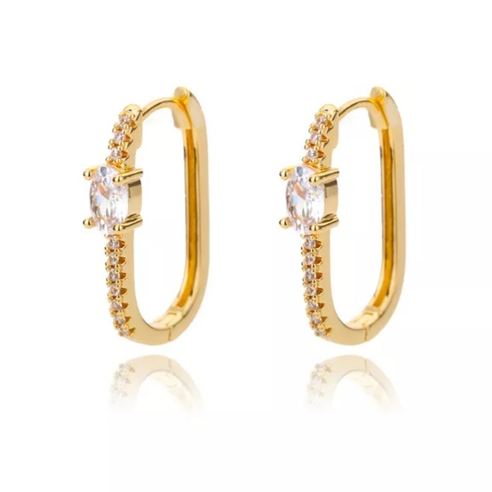 New, Gold Square Earrings